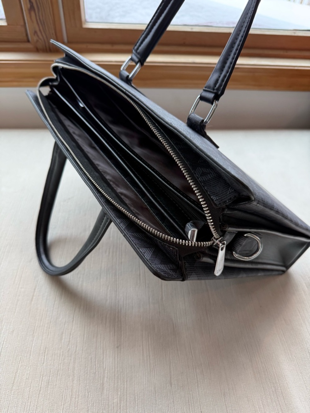 Dior Gray Patterned Men's Briefcase with Black Handles - Picture 2 of 8